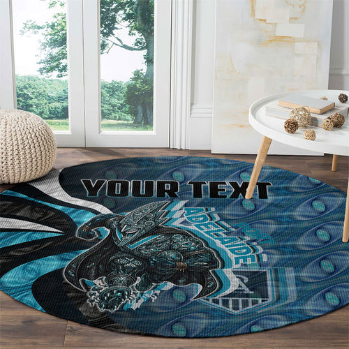 Personalised Port Adelaide Round Carpet Trippy Psychedelic Abstract Art Mascot Football Fans