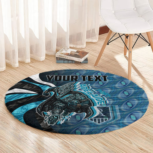 Personalised Port Adelaide Round Carpet Trippy Psychedelic Abstract Art Mascot Football Fans