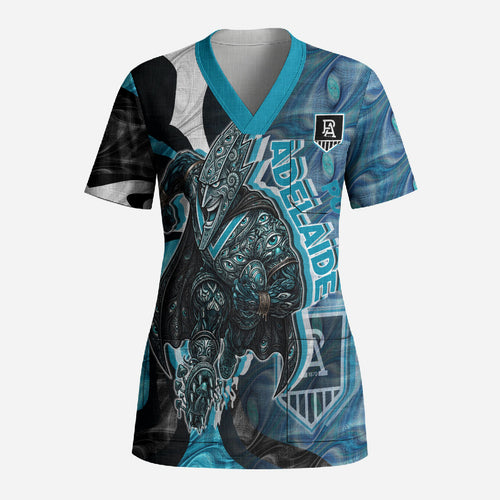 Personalised Port Adelaide Scrub Top Trippy Psychedelic Abstract Art Mascot Football Fans