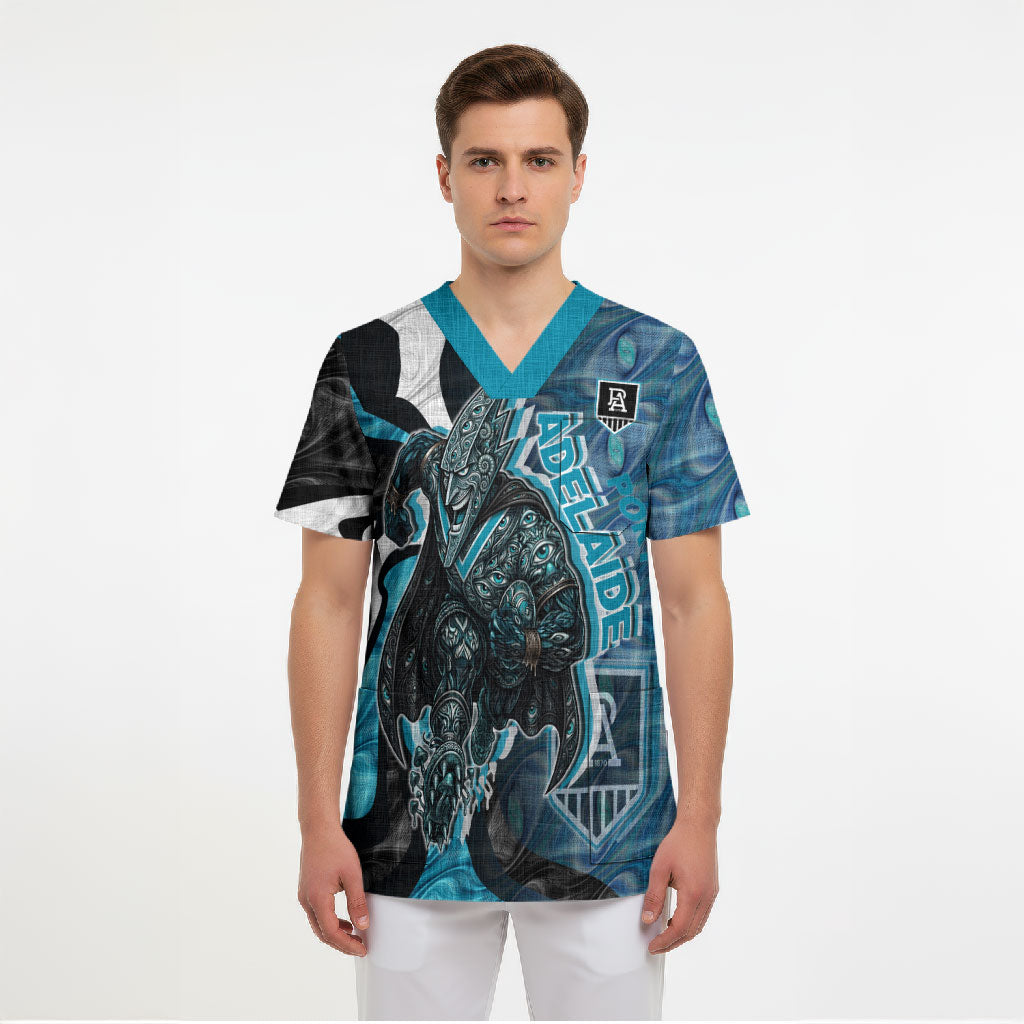 Personalised Port Adelaide Scrub Top Trippy Psychedelic Abstract Art Mascot Football Fans