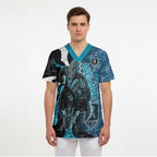 Personalised Port Adelaide Scrub Top Trippy Psychedelic Abstract Art Mascot Football Fans