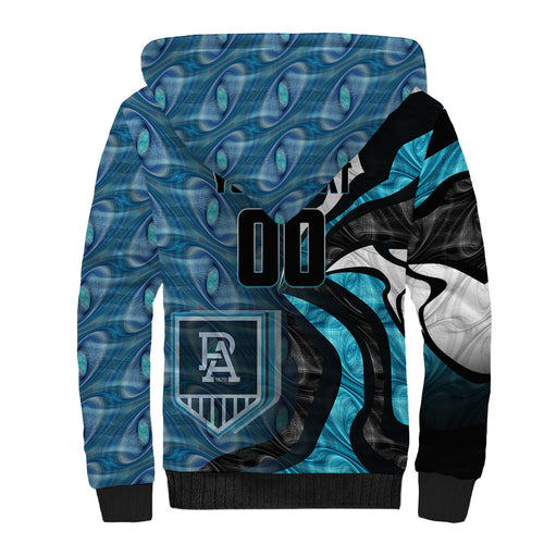 Personalised Port Adelaide Sherpa Hoodie Trippy Psychedelic Abstract Art Mascot Football Fans