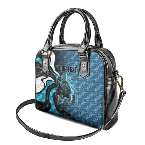 Personalised Port Adelaide Shoulder Handbag Trippy Psychedelic Abstract Art Mascot Football Fans
