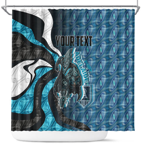 Personalised Port Adelaide Shower Curtain Trippy Psychedelic Abstract Art Mascot Football Fans