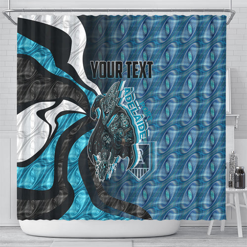 Personalised Port Adelaide Shower Curtain Trippy Psychedelic Abstract Art Mascot Football Fans