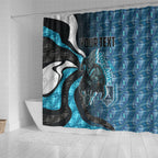 Personalised Port Adelaide Shower Curtain Trippy Psychedelic Abstract Art Mascot Football Fans