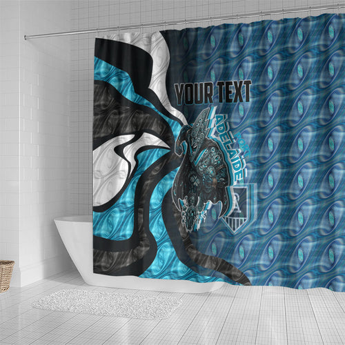 Personalised Port Adelaide Shower Curtain Trippy Psychedelic Abstract Art Mascot Football Fans