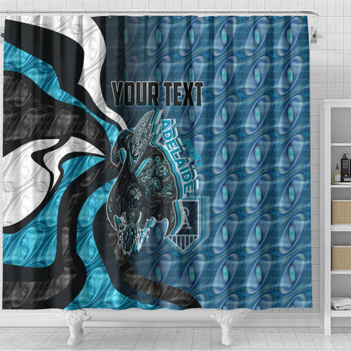 Personalised Port Adelaide Shower Curtain Trippy Psychedelic Abstract Art Mascot Football Fans