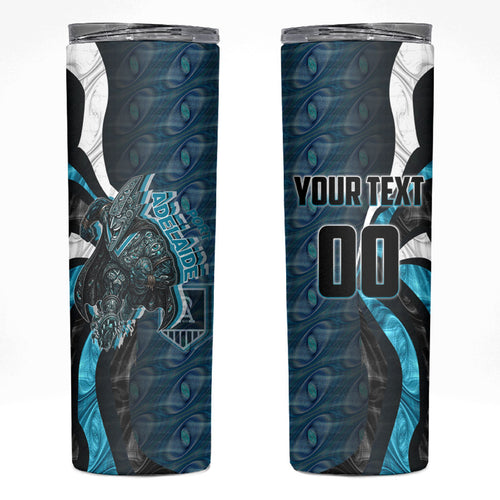 Personalised Port Adelaide Skinny Tumbler Trippy Psychedelic Abstract Art Mascot Football Fans