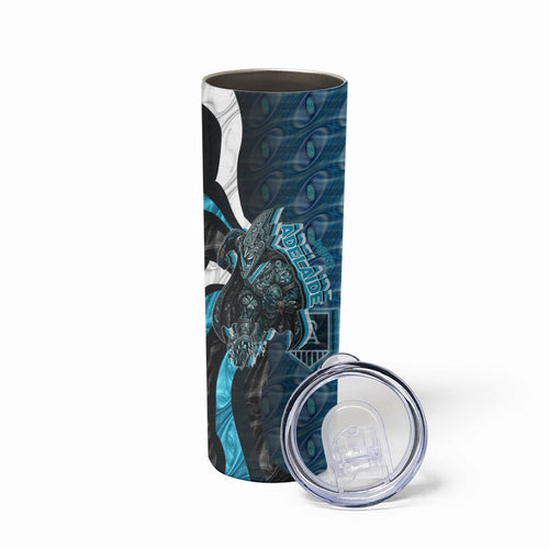 Personalised Port Adelaide Skinny Tumbler Trippy Psychedelic Abstract Art Mascot Football Fans