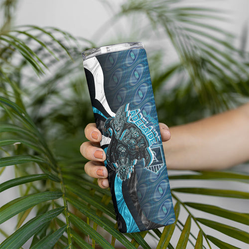 Personalised Port Adelaide Skinny Tumbler Trippy Psychedelic Abstract Art Mascot Football Fans