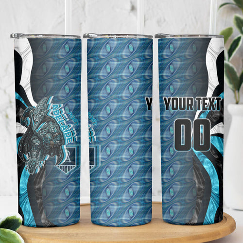 Personalised Port Adelaide Skinny Tumbler Trippy Psychedelic Abstract Art Mascot Football Fans