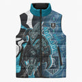 Personalised Port Adelaide Sleeveless Puffer Jacket Trippy Psychedelic Abstract Art Mascot Football Fans