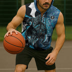 Personalised Port Adelaide Sleeveless Zip Hoodie Trippy Psychedelic Abstract Art Mascot Football Fans
