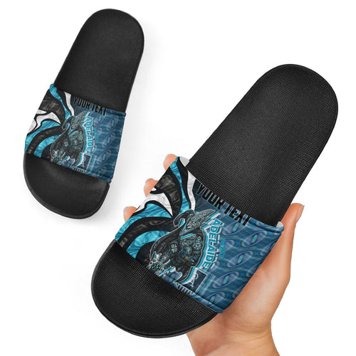 Personalised Port Adelaide Slide Sandals Trippy Psychedelic Abstract Art Mascot Football Fans