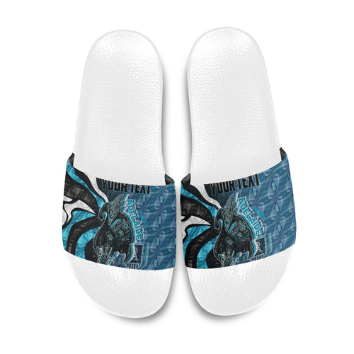 Personalised Port Adelaide Slide Sandals Trippy Psychedelic Abstract Art Mascot Football Fans