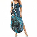 Personalised Port Adelaide Summer Maxi Dress Trippy Psychedelic Abstract Art Mascot Football Fans