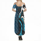 Personalised Port Adelaide Summer Maxi Dress Trippy Psychedelic Abstract Art Mascot Football Fans