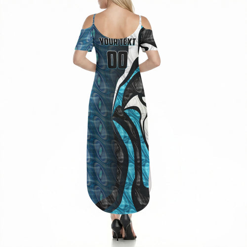 Personalised Port Adelaide Summer Maxi Dress Trippy Psychedelic Abstract Art Mascot Football Fans