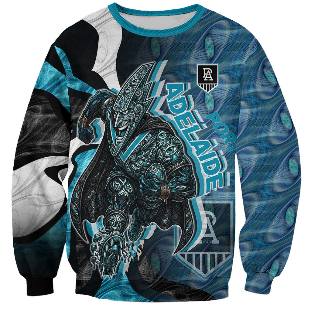 Personalised Port Adelaide Sweatshirt Trippy Psychedelic Abstract Art Mascot Football Fans