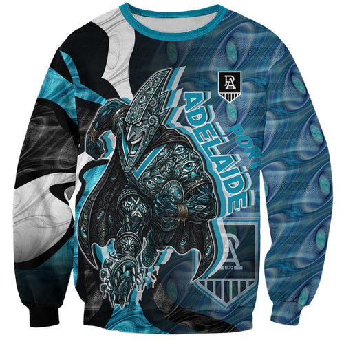 Personalised Port Adelaide Sweatshirt Trippy Psychedelic Abstract Art Mascot Football Fans