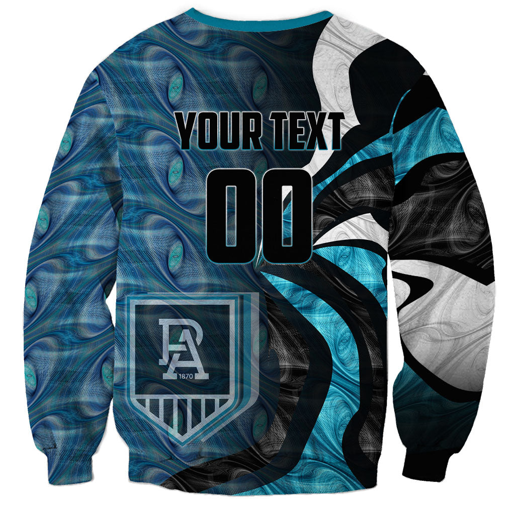 Personalised Port Adelaide Sweatshirt Trippy Psychedelic Abstract Art Mascot Football Fans