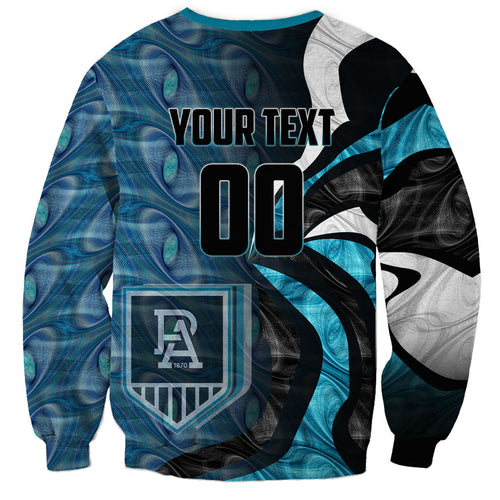Personalised Port Adelaide Sweatshirt Trippy Psychedelic Abstract Art Mascot Football Fans