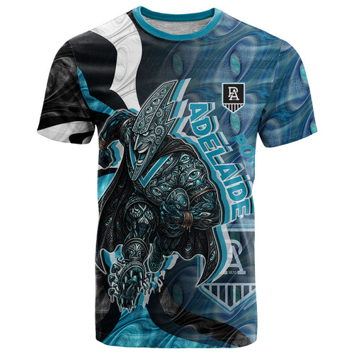 Personalised Port Adelaide T Shirt Trippy Psychedelic Abstract Art Mascot Football Fans