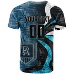 Personalised Port Adelaide T Shirt Trippy Psychedelic Abstract Art Mascot Football Fans