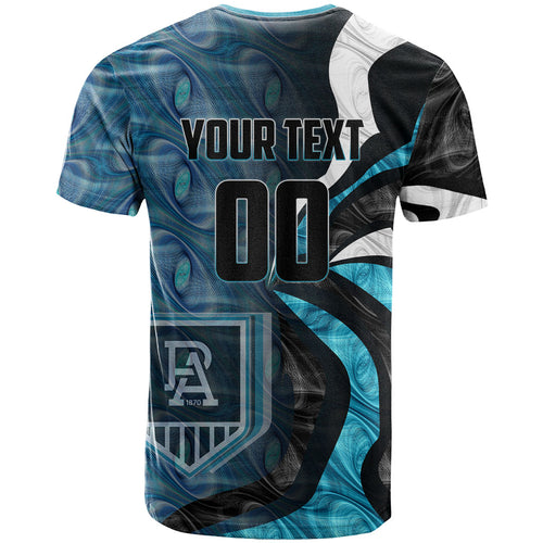 Personalised Port Adelaide T Shirt Trippy Psychedelic Abstract Art Mascot Football Fans