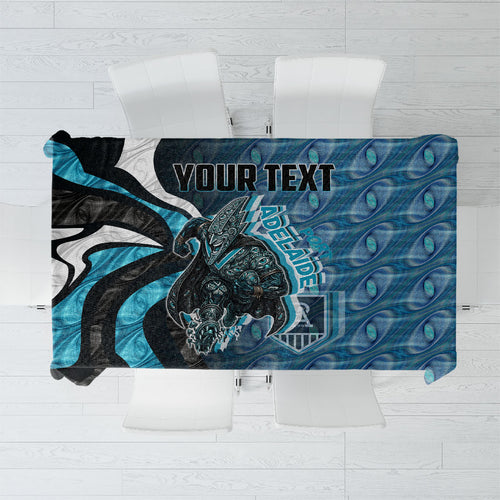 Personalised Port Adelaide Tablecloth Trippy Psychedelic Abstract Art Mascot Football Fans