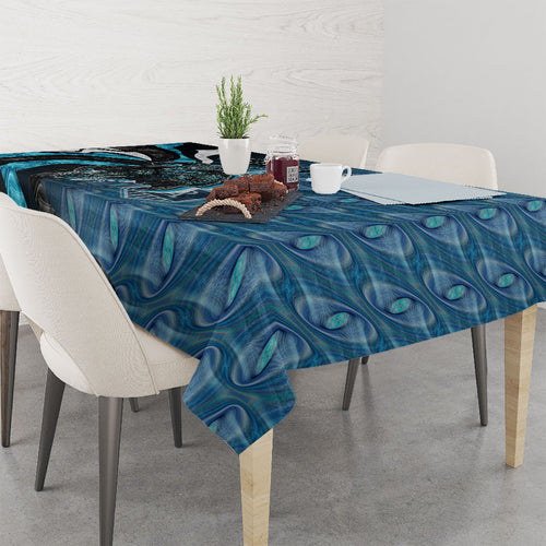 Personalised Port Adelaide Tablecloth Trippy Psychedelic Abstract Art Mascot Football Fans