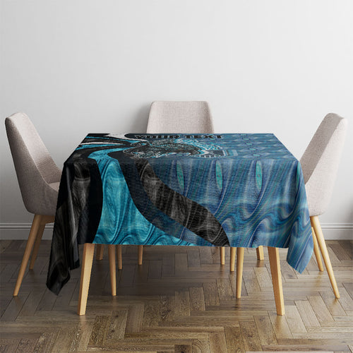 Personalised Port Adelaide Tablecloth Trippy Psychedelic Abstract Art Mascot Football Fans