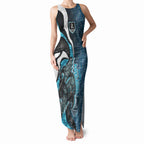 Personalised Port Adelaide Tank Maxi Dress Trippy Psychedelic Abstract Art Mascot Football Fans