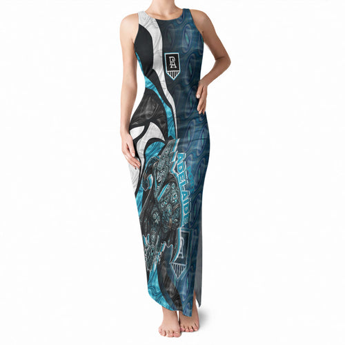 Personalised Port Adelaide Tank Maxi Dress Trippy Psychedelic Abstract Art Mascot Football Fans