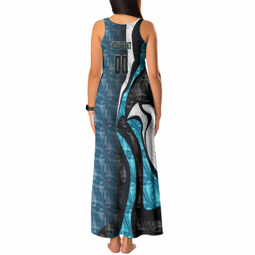 Personalised Port Adelaide Tank Maxi Dress Trippy Psychedelic Abstract Art Mascot Football Fans