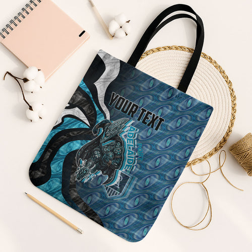 Personalised Port Adelaide Tote Bag Trippy Psychedelic Abstract Art Mascot Football Fans