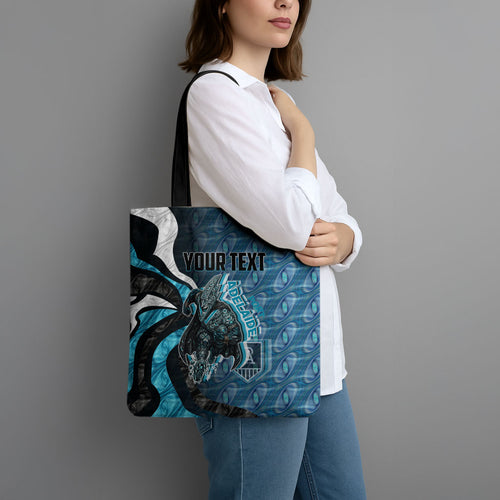 Personalised Port Adelaide Tote Bag Trippy Psychedelic Abstract Art Mascot Football Fans