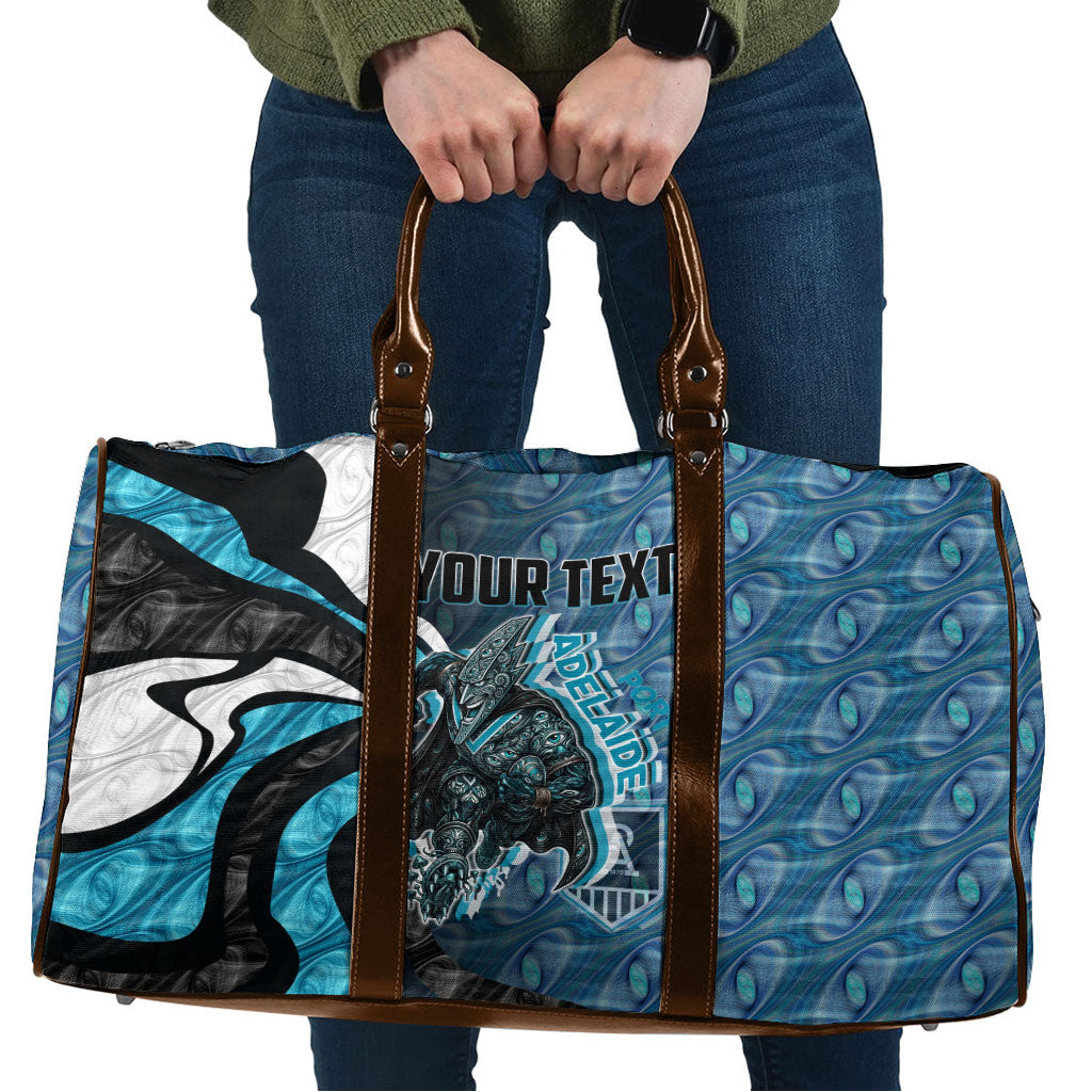 Personalised Port Adelaide Travel Bag Trippy Psychedelic Abstract Art Mascot Football Fans