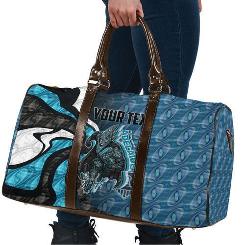 Personalised Port Adelaide Travel Bag Trippy Psychedelic Abstract Art Mascot Football Fans