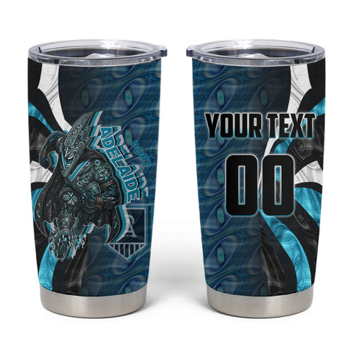 Personalised Port Adelaide Tumbler Cup Trippy Psychedelic Abstract Art Mascot Football Fans