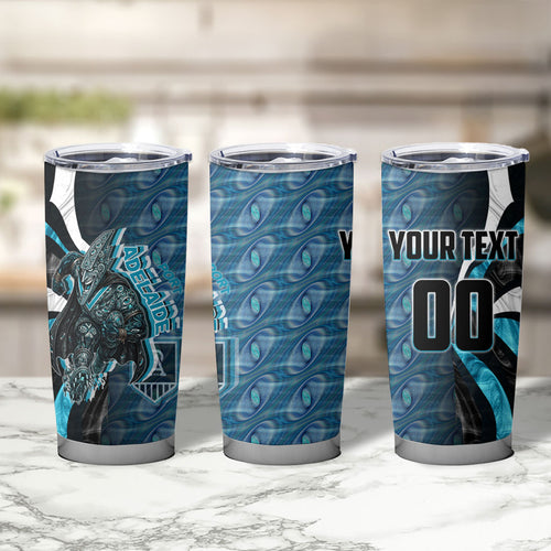 Personalised Port Adelaide Tumbler Cup Trippy Psychedelic Abstract Art Mascot Football Fans