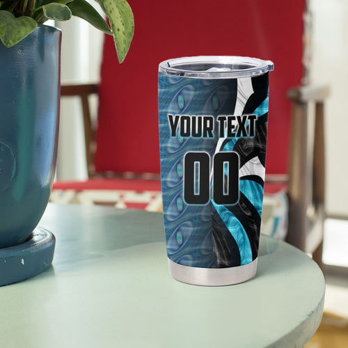 Personalised Port Adelaide Tumbler Cup Trippy Psychedelic Abstract Art Mascot Football Fans