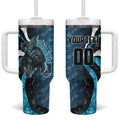 Personalised Port Adelaide Tumbler With Handle Trippy Psychedelic Abstract Art Mascot Football Fans