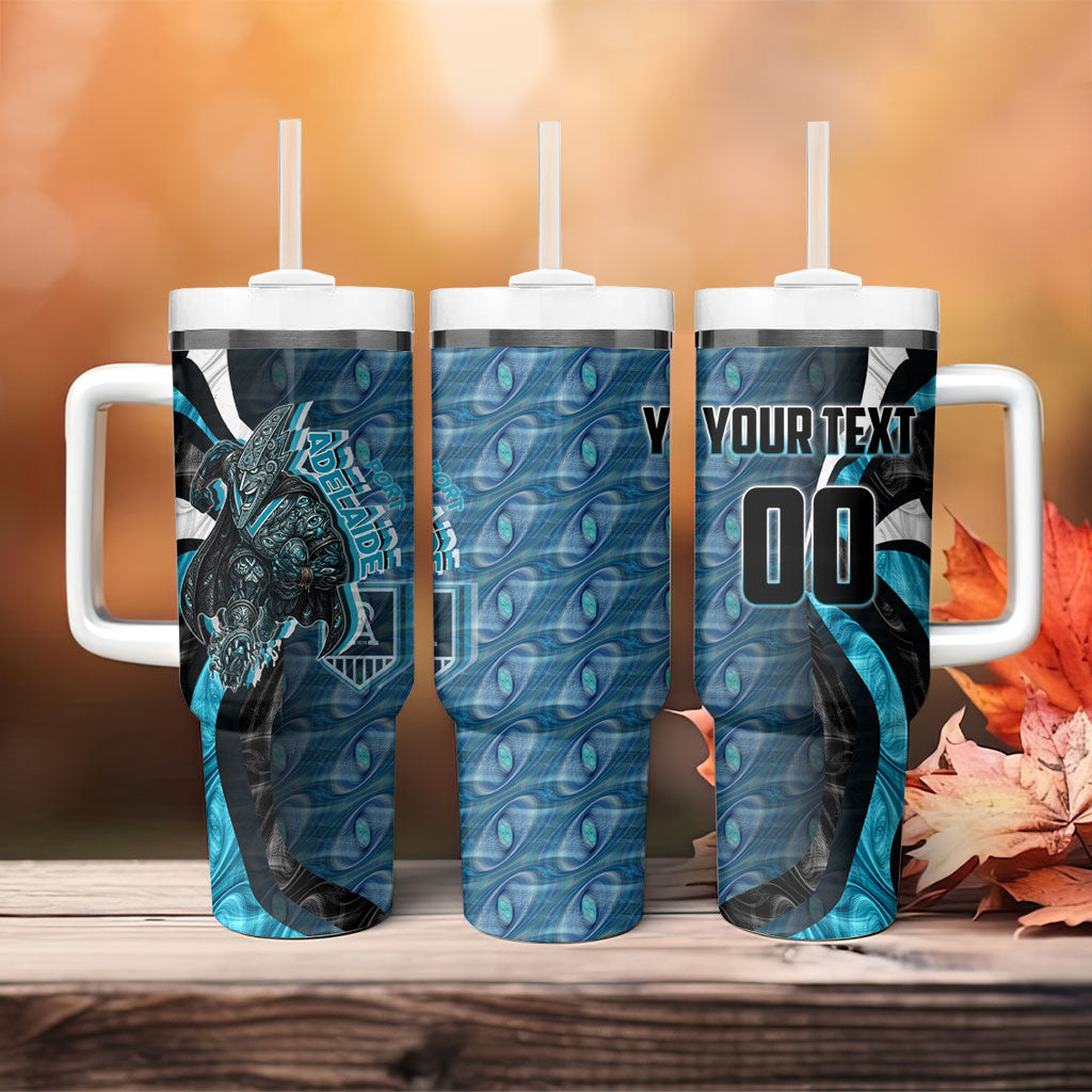 Personalised Port Adelaide Tumbler With Handle Trippy Psychedelic Abstract Art Mascot Football Fans