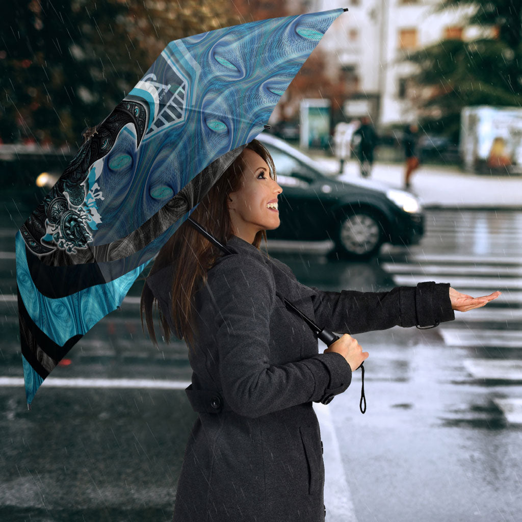 Personalised Port Adelaide Umbrella Trippy Psychedelic Abstract Art Mascot Football Fans