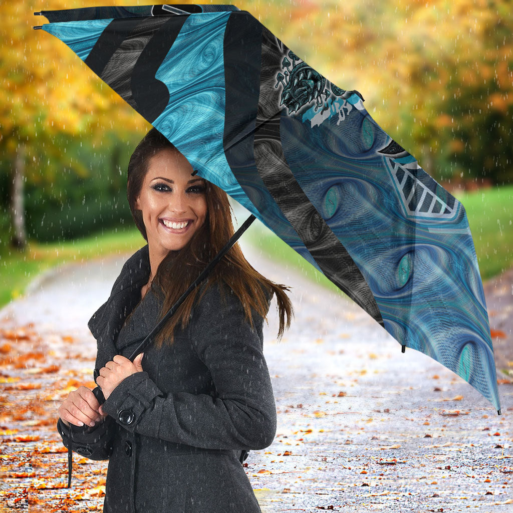 Personalised Port Adelaide Umbrella Trippy Psychedelic Abstract Art Mascot Football Fans
