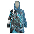 Personalised Port Adelaide Wearable Blanket Hoodie Trippy Psychedelic Abstract Art Mascot Football Fans