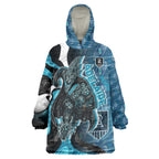 Personalised Port Adelaide Wearable Blanket Hoodie Trippy Psychedelic Abstract Art Mascot Football Fans