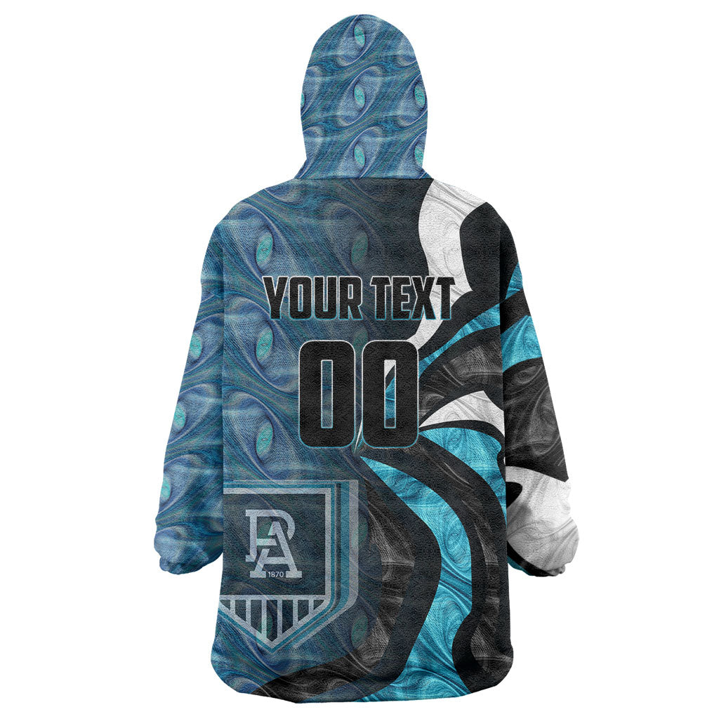 Personalised Port Adelaide Wearable Blanket Hoodie Trippy Psychedelic Abstract Art Mascot Football Fans